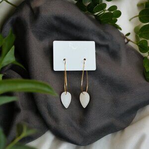 Nature-Inspired Minimalist White Leaf Dangle Boho Earrings